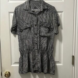 Seneca Rising Black and Tan Striped Shirt Size 1
